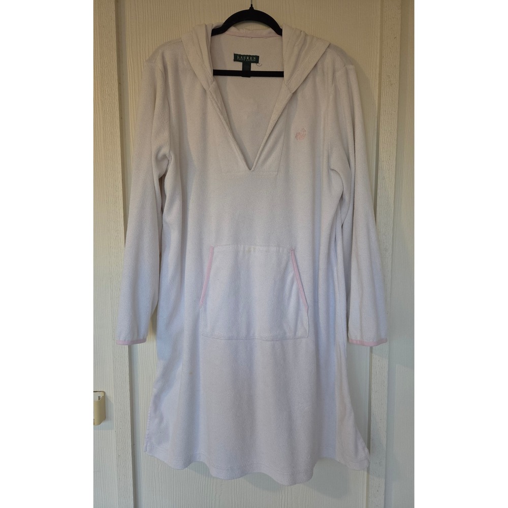 Ralph Lauren Terry Cloth Hooded Spa Robe Cover Up XL Resort Old Money Preppy